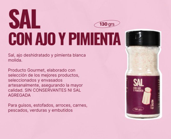 Sal con Ajo y Pimienta Blanca Molida 130g