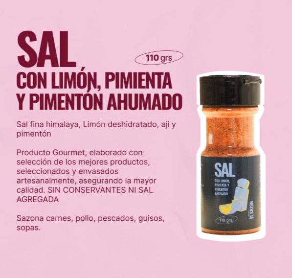 Sal con Limón, Pimienta y Pimentón Ahumado 110g
