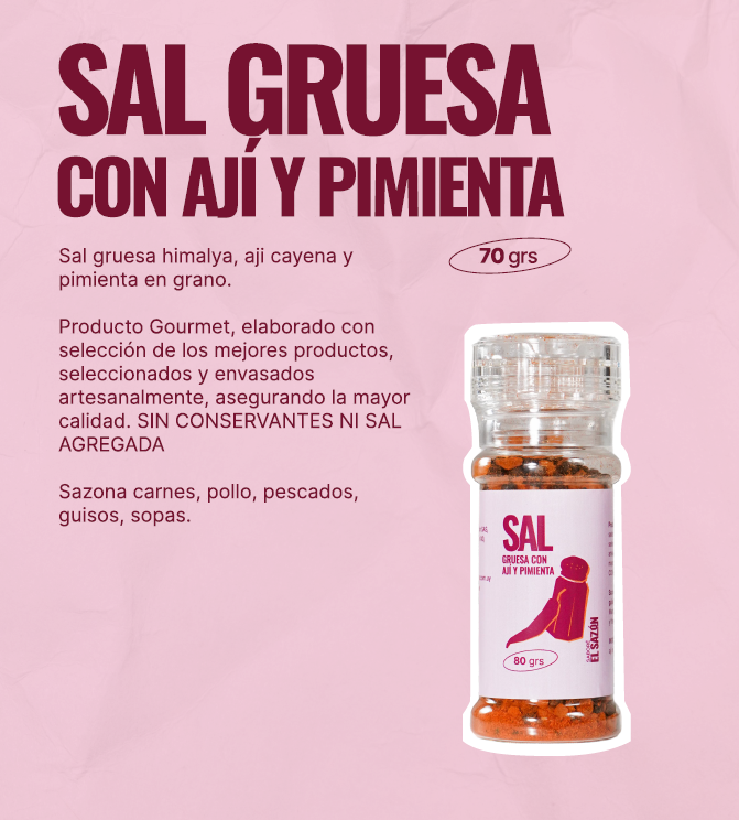 Sal Gruesa Ají Cayena y Pimienta Grano 80g
